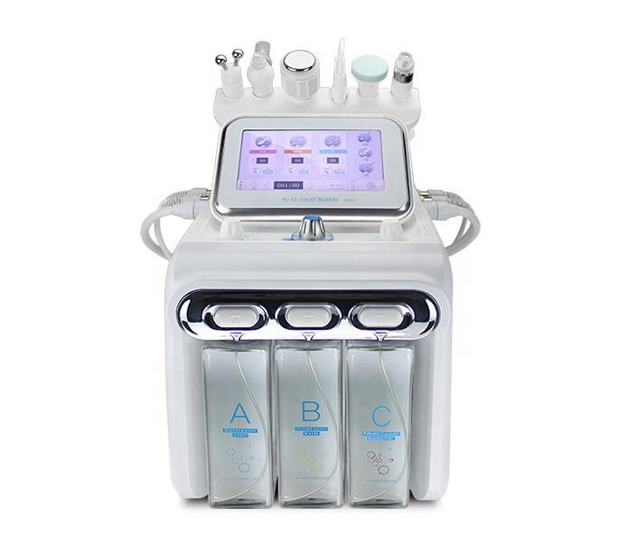 6 in 1 ultrasonic skin scrubber H2O2 bubble face cleaning hydro dermabrasion facial machine