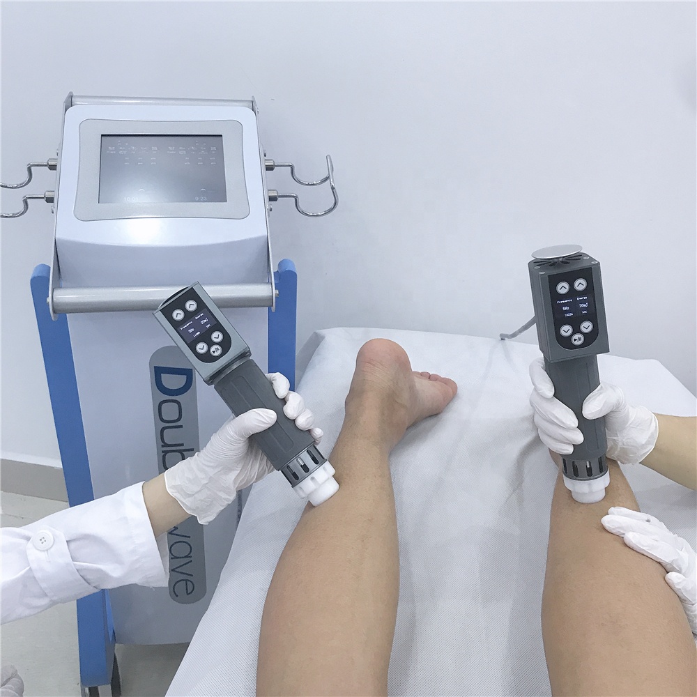 two electromagnetic handle work at the same time cellulite reduction show wave therapy machine