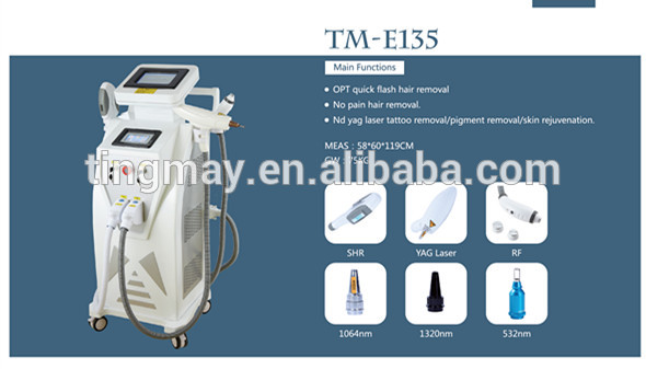 2019 best combination professional 4 in 1 shr+ipl+Opt RF nd yag laser hair removal tattoo removal beauty machine